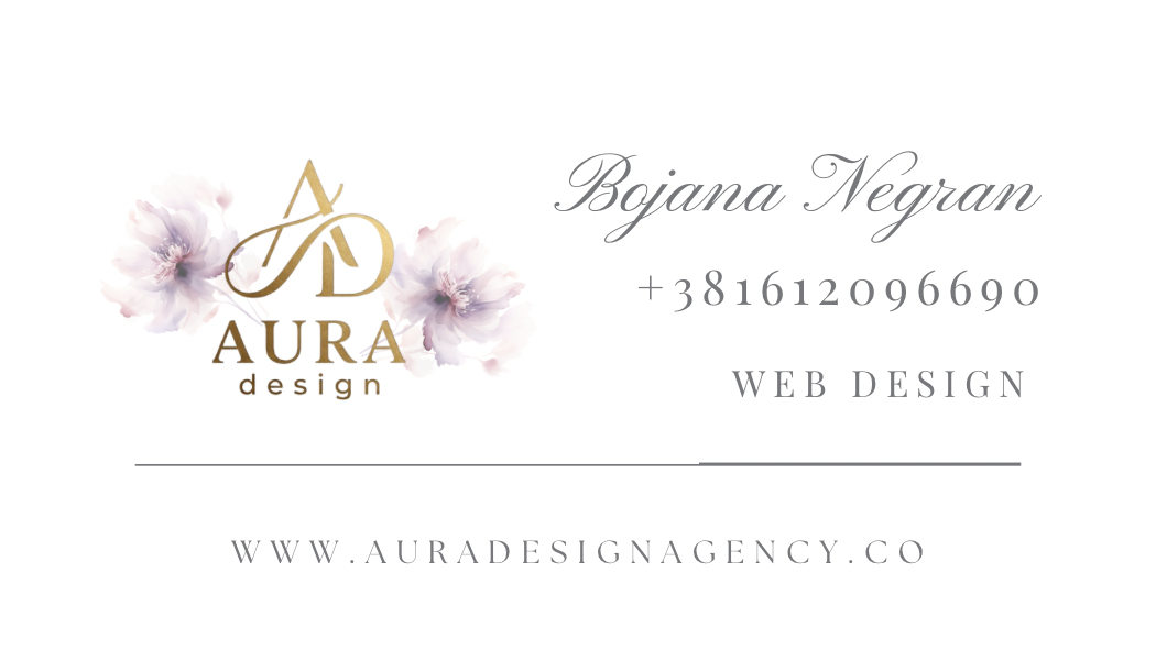 AURA design vizitka — Bojana Negran, web design